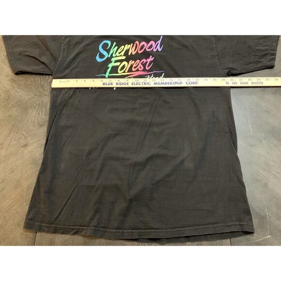 Vintage Jt’s Sherwood Forest Home Of Robin Hood T Shirt Neon Writing Men's Large - Picture 4 of 6